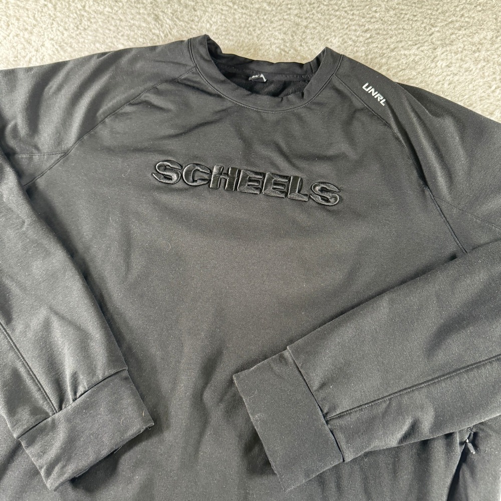 UNRL Crewneck‎ Sweatshirt Mens XL Black Scheels Embroidered Stretch Pullover